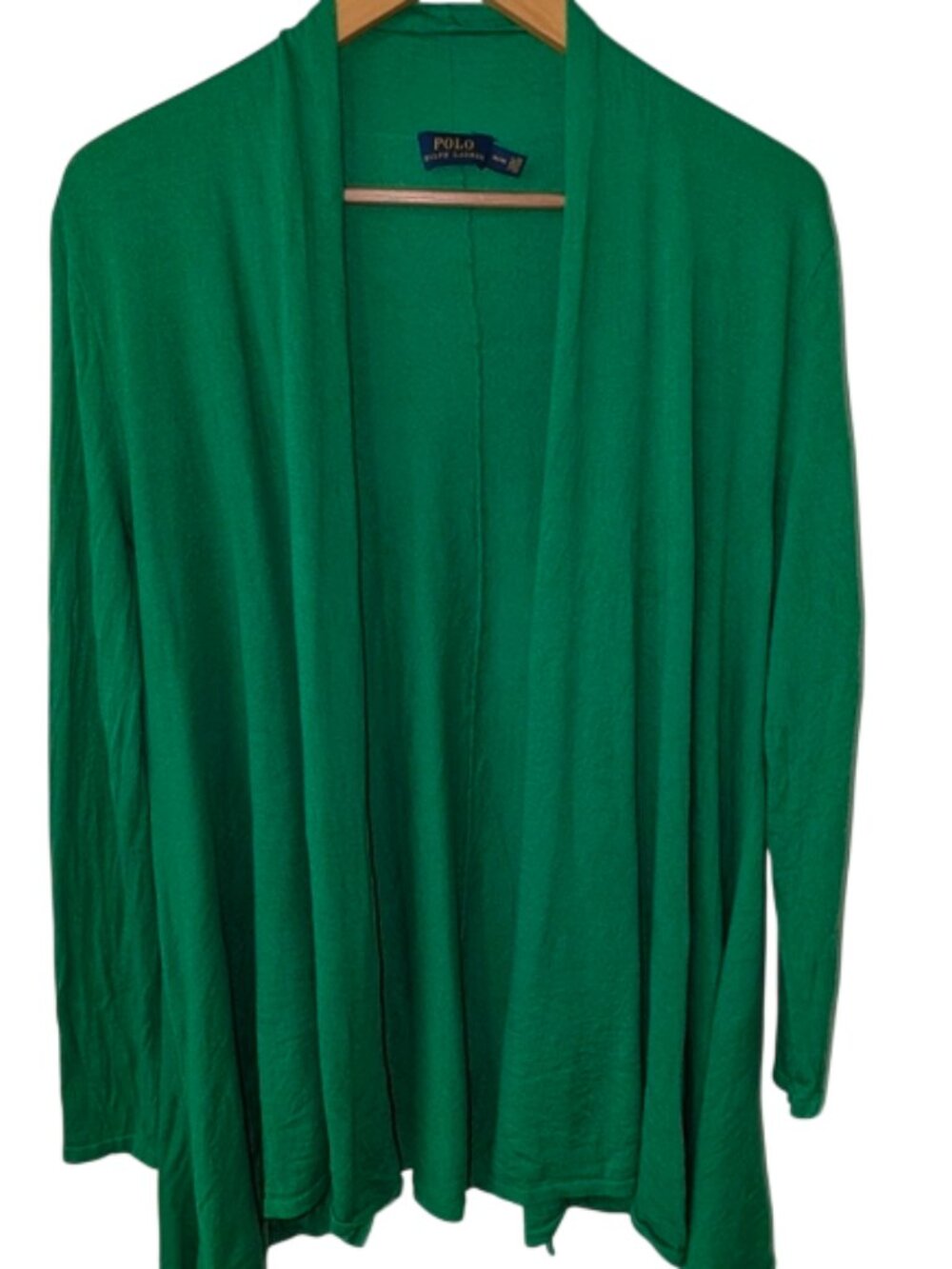 Polo Ralph Lauren Green Cardigan Drape Open Front Long Boho Medium